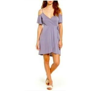 Socialite Lavender Wrap Dress Womens Small Off the Shoulder